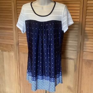 Cozy Collection soft knit tee style top lace bodice Medium to Large New